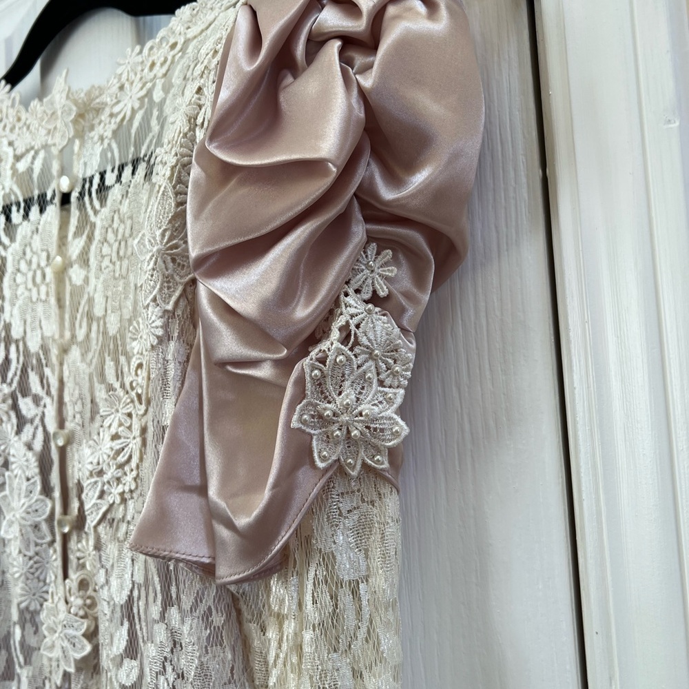 Vintage Cachet by Bari Protas Lace & Satin 80s Bridal Romantic Cottagecore  9/10 - Picture 6 of 8